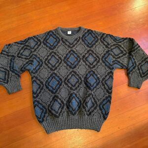 Vtg. Argyle Geometric Pattern Grandpa Sweater No Brand Size L